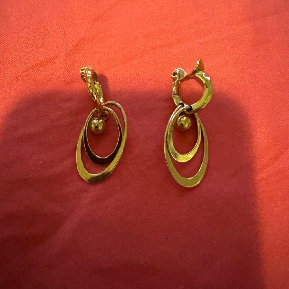 Vintage 70s/80s Monet mid-century “Orbital Satellite” Gold plated Clip Earrings